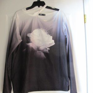 NEW -Cold Shoulder Floral Print Gradient Color Top